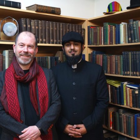 An image of Reverend Jo James and Imam Adam Aslam who host interfaith events in Leeds